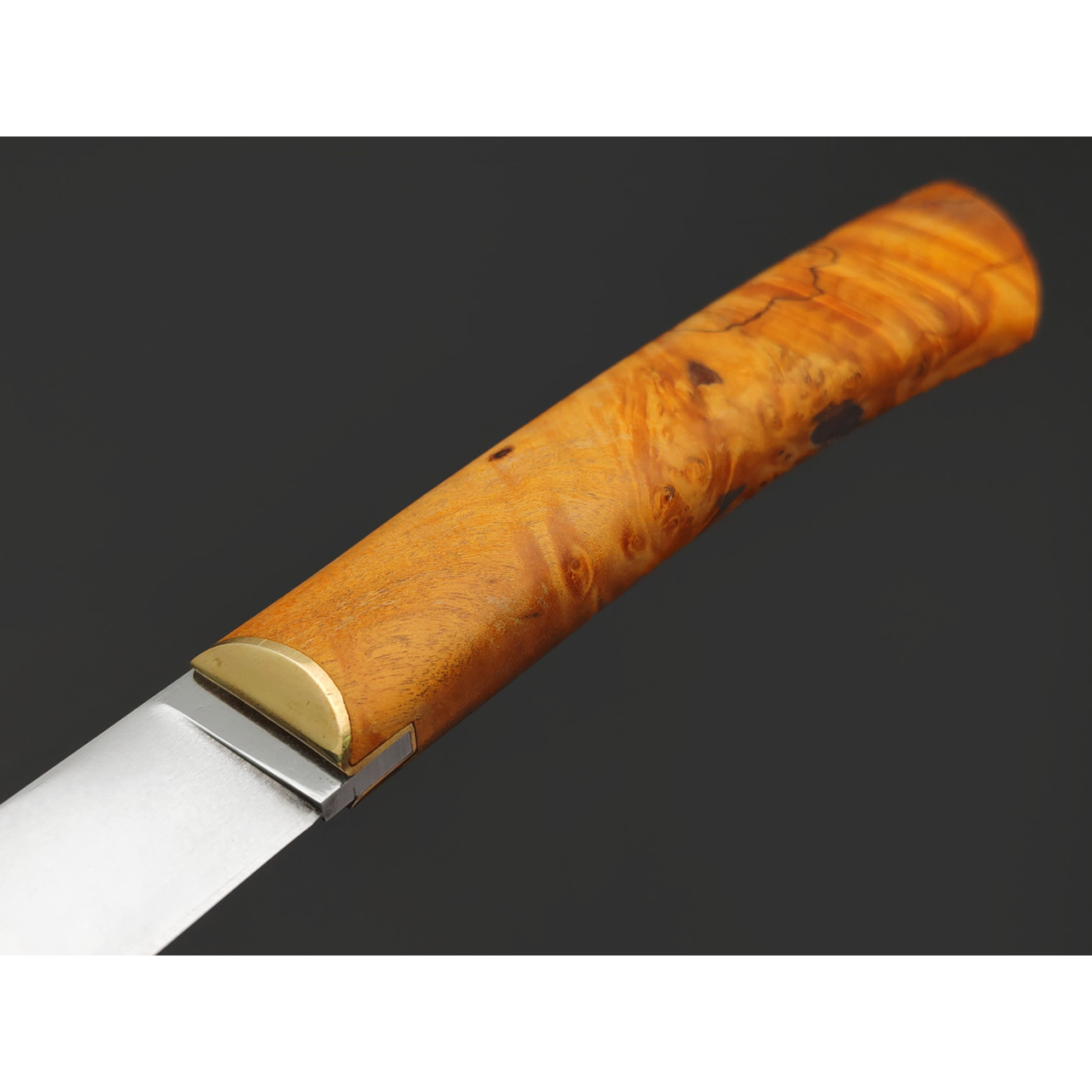 Kappush Knife нож Бычак КМ022 сталь Х12МФ, рукоять стаб. Берёзовый шпальт оранжевый, латунь