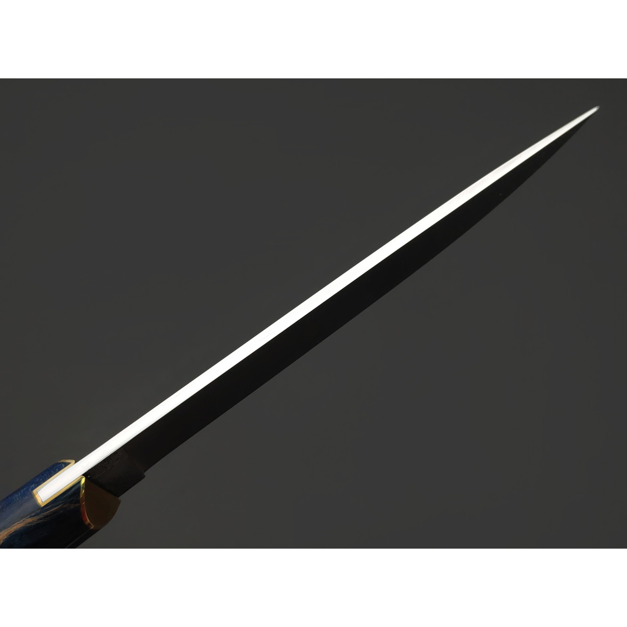 Kappush Knife нож Бычак КМ019 сталь 440C, рукоять стаб. Дерево синее, стаб. рог лося, латунь