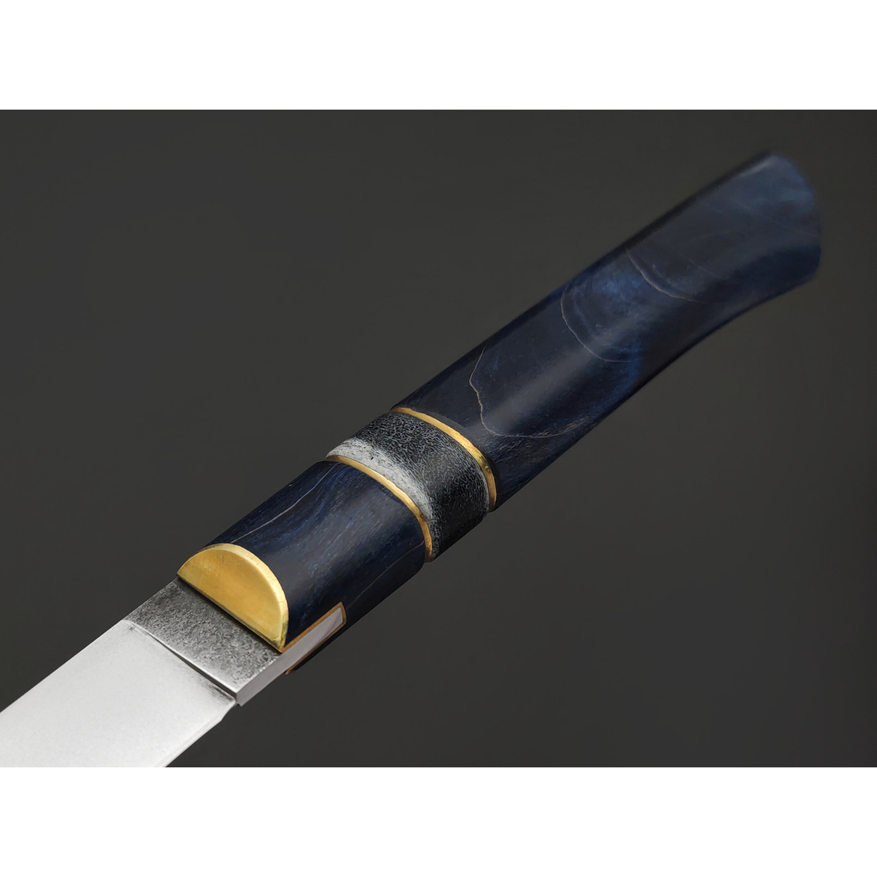 Kappush Knife нож Бычак КМ019 сталь 440C, рукоять стаб. Дерево синее, стаб. рог лося, латунь