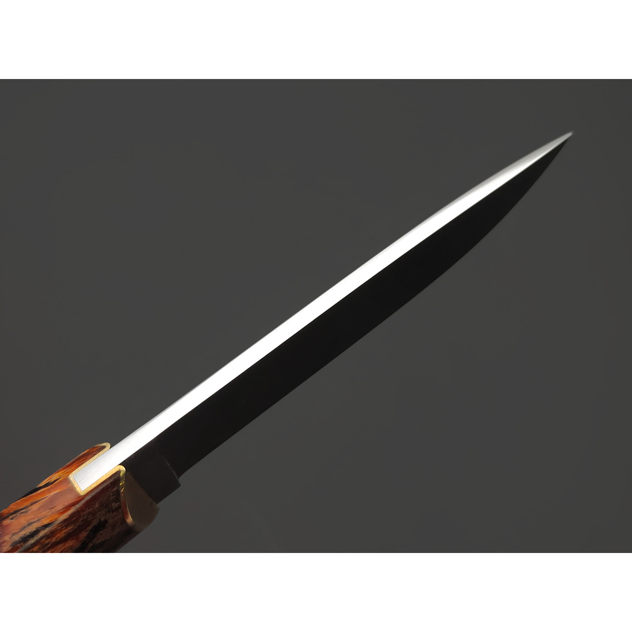 Kappush Knife нож Кезлик КМ007 сталь Х12МФ, рукоять стаб. Дерево двухцветное тёмное, латунь