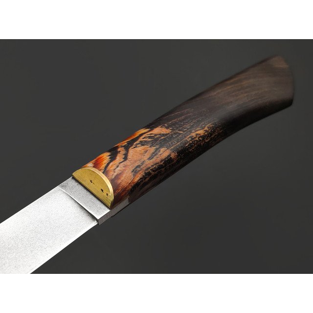 Kappush Knife нож Кезлик КМ007 сталь Х12МФ, рукоять стаб. Дерево двухцветное тёмное, латунь