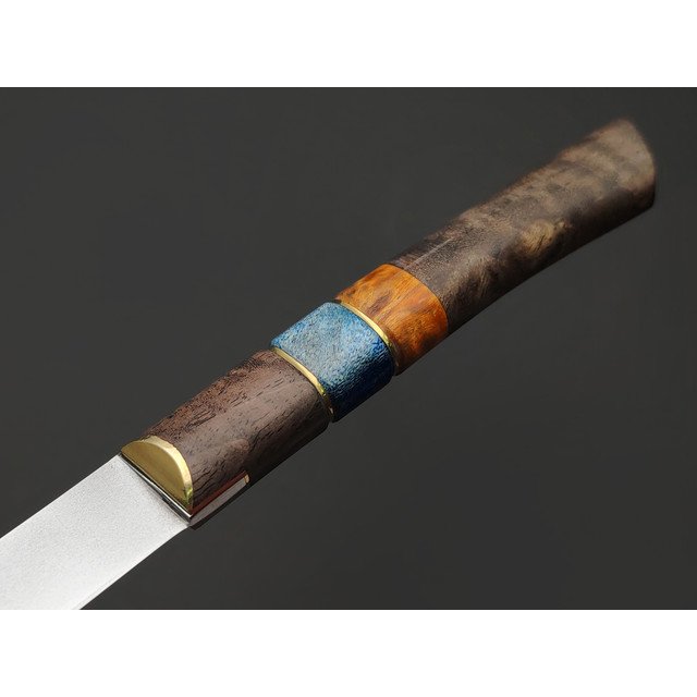 Kappush Knife нож Кезлик КМ006 сталь Х12МФ, рукоять стаб. Дерево двухцветное, стаб. рог лося латунь