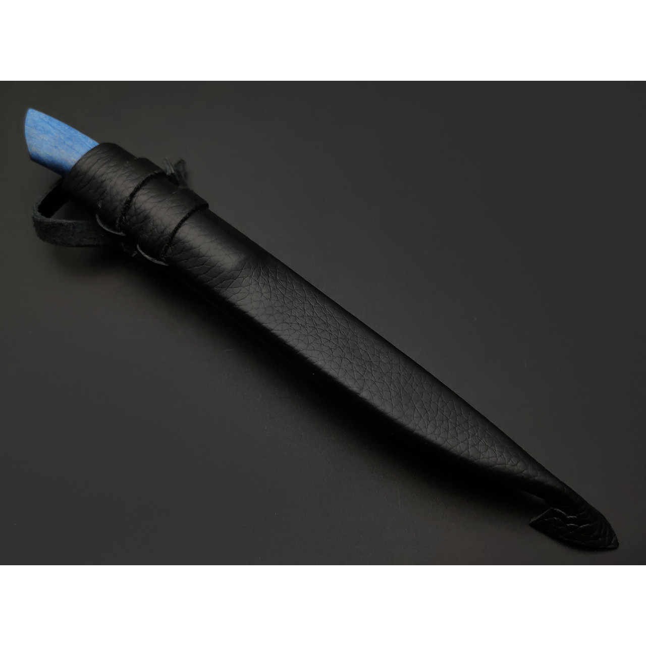 Kappush Knife нож Кезлик КМ011 сталь 440C, рукоять стаб. Дерево синее, стаб. бивень мамонта, латунь