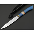 Kappush Knife нож Кезлик КМ011 сталь 440C, рукоять стаб. Дерево синее, стаб. бивень мамонта, латунь