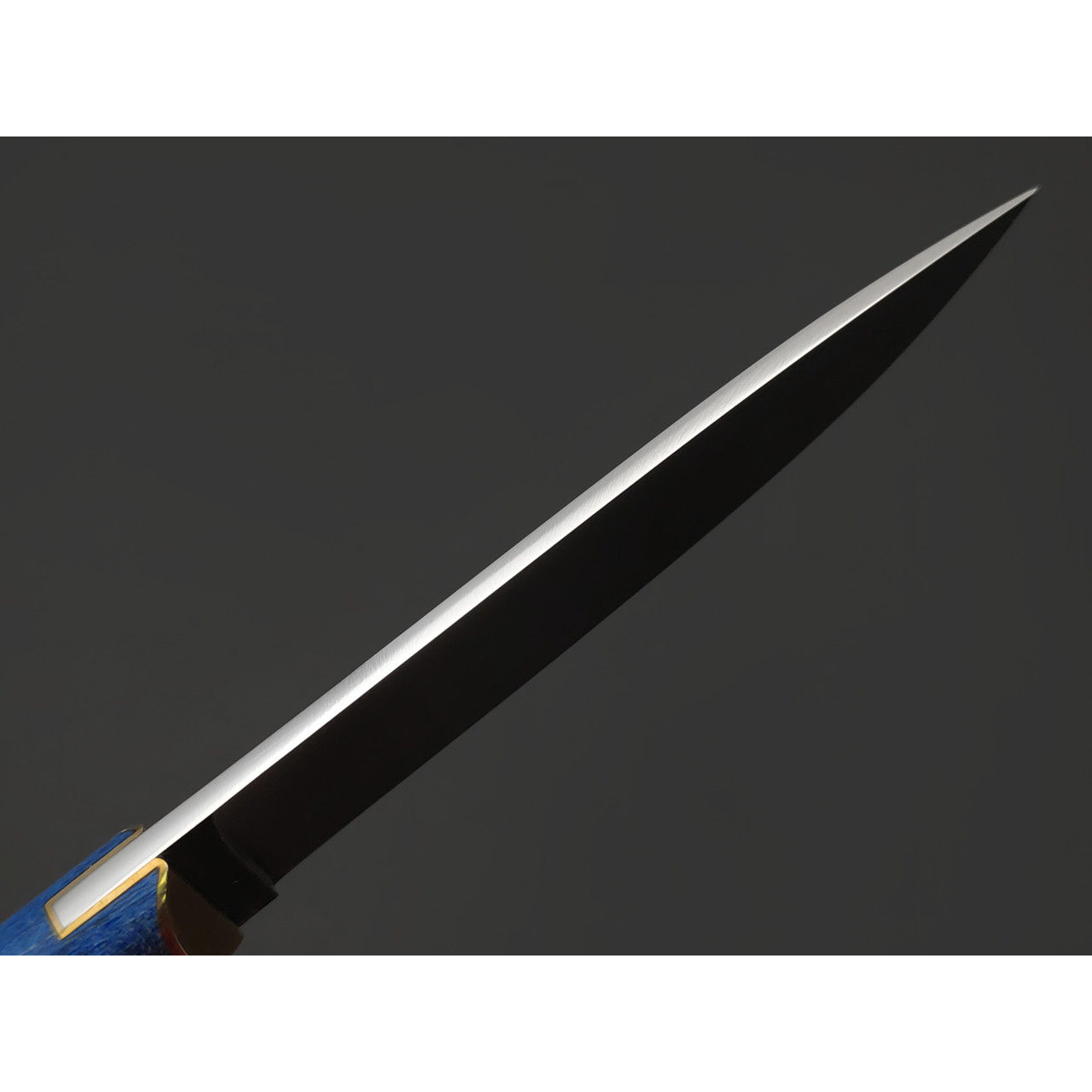 Kappush Knife нож Кезлик КМ011 сталь 440C, рукоять стаб. Дерево синее, стаб. бивень мамонта, латунь