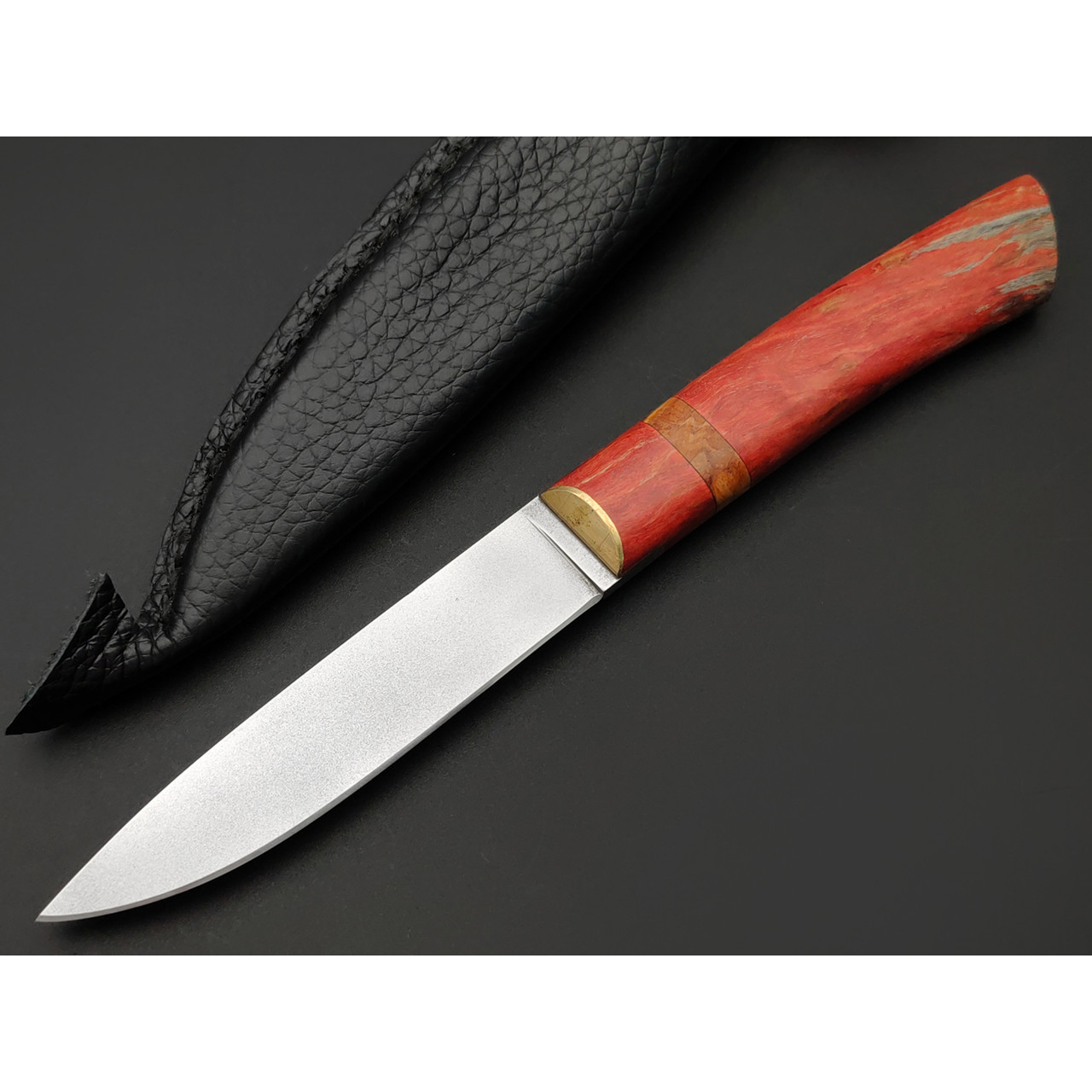 Kappush Knife нож Кезлик КМ012 сталь Х12МФ, рукоять Стабилизированное дерево красное, латунь