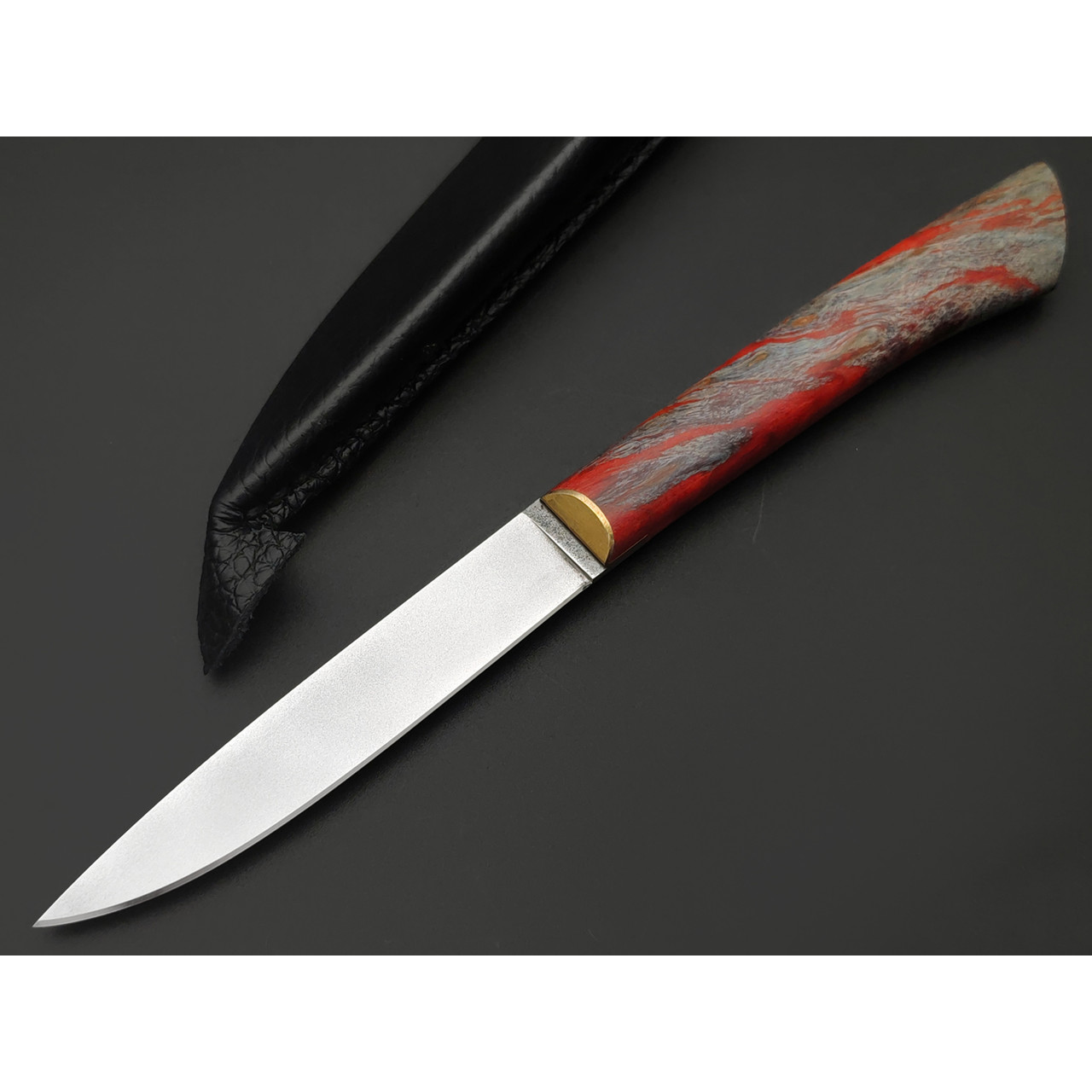 Kappush Knife нож Кезлик КМ008 сталь 440C, рукоять Стабилизированное дерево красное, латунь