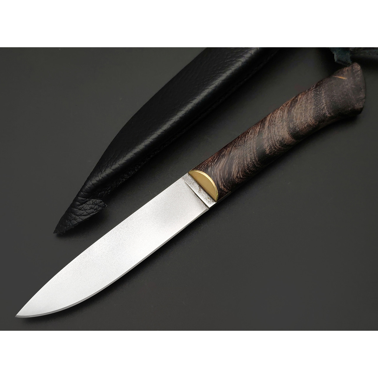 Kappush Knife нож Кезлик КМ005 сталь Х12МФ, рукоять Стабилизированное дерево тёмное, латунь