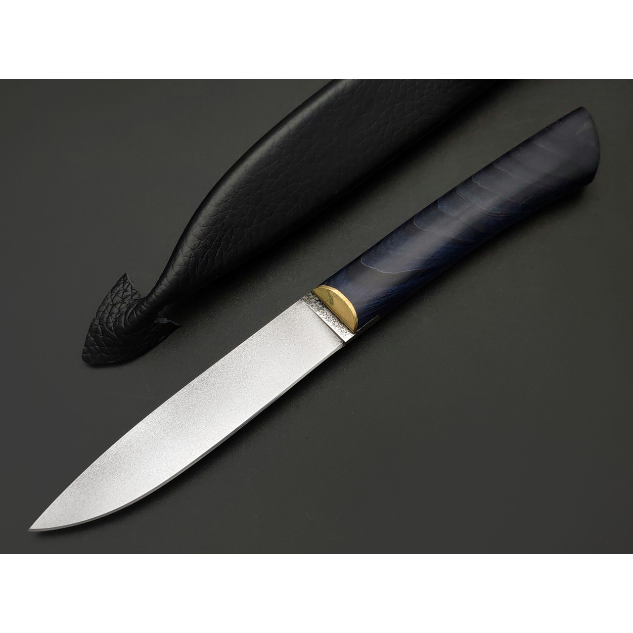 Kappush Knife нож Кезлик КМ004 сталь Х12МФ, рукоять Стабилизированное дерево синее, латунь
