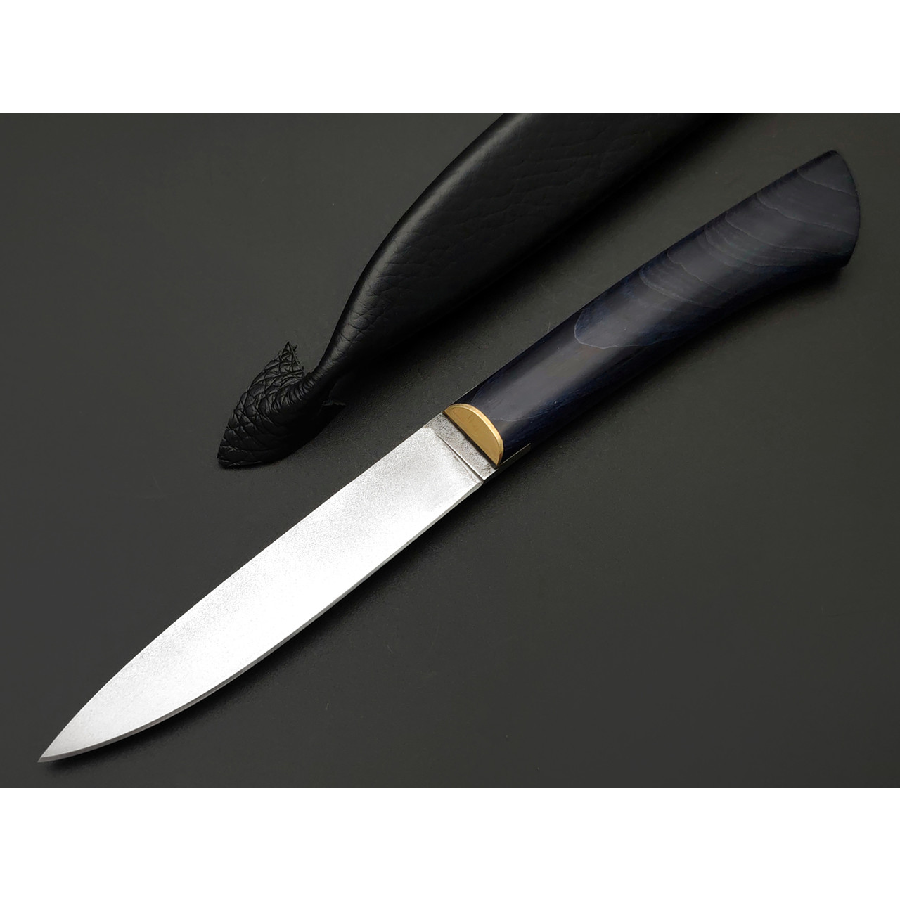 Kappush Knife нож Кезлик КМ009 сталь 440C, рукоять Стабилизированное дерево синее, латунь