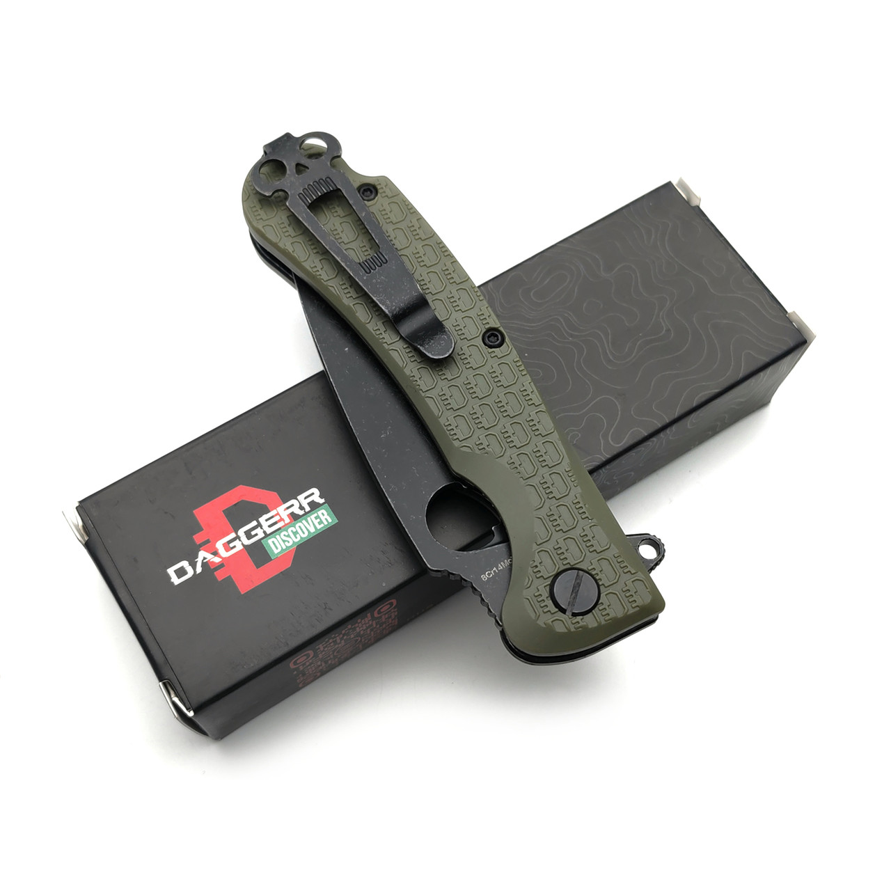 Daggerr нож Resident Olive BW DL сталь 8Cr14MoV блэквош, рукоять FRN olive