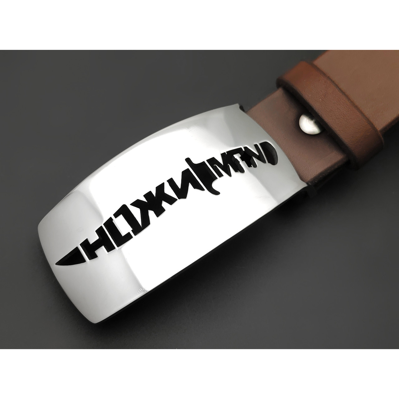 Ремень из натуральной кожи регулируемый "НожиMAN" коричневый, пряжка сталь, полировка