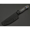 BRK нож Бушкрафт сталь N690 satin, спуски конвекс, рукоять G10 black-grey & green, насечка