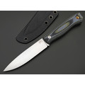 BRK нож Бушкрафт сталь N690 satin, спуски конвекс, рукоять G10 black-grey & green, насечка