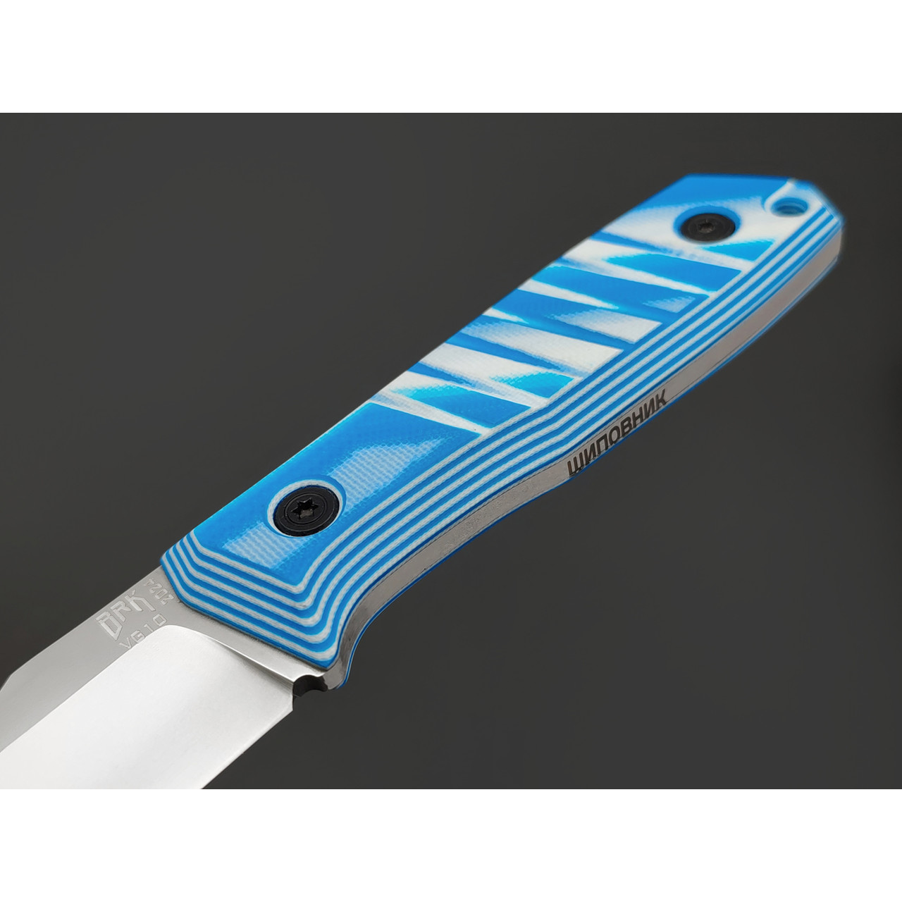BRK нож Шиповник сталь VG-10 bead blast, рукоять G10 blue & white