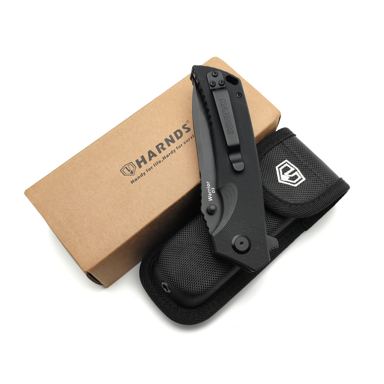 Harnds складной нож Warrior CK7205BK-BT сталь D2 black titanium, рукоять G10 black