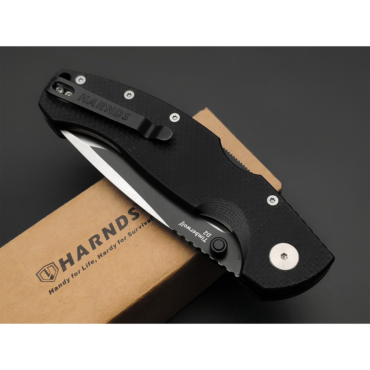 Harnds складной нож Timberwolf CK2701BK-BTS сталь D2 satin & black Ti, рукоять G10 black