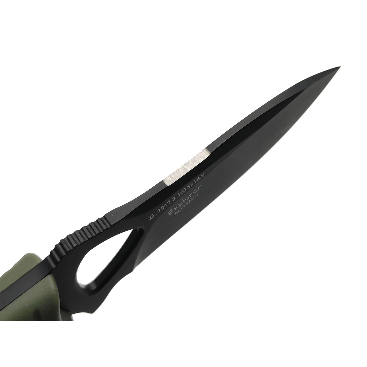 Tonife нож Explorer Green HKT4021GN-BT сталь 8Cr14MoV black titanium, рукоять GRN