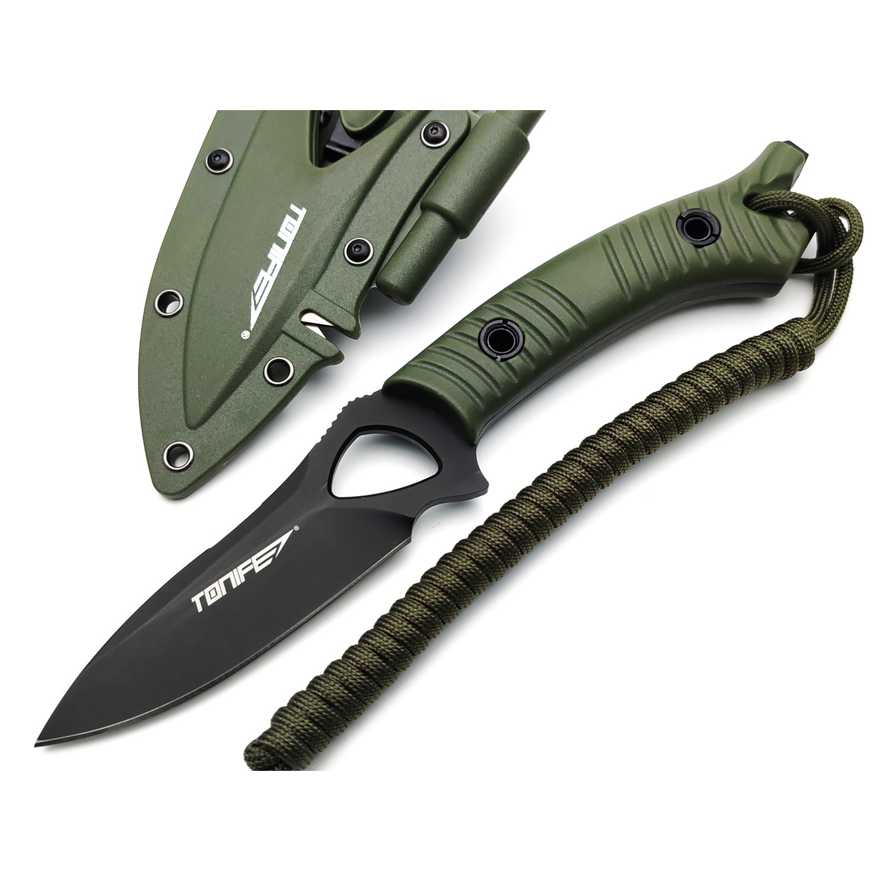 Tonife нож Explorer Green HKT4021GN-BT сталь 8Cr14MoV black titanium, рукоять GRN