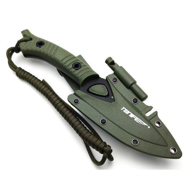 Tonife нож Explorer Green HKT4021GN-BT сталь 8Cr14MoV black titanium, рукоять GRN