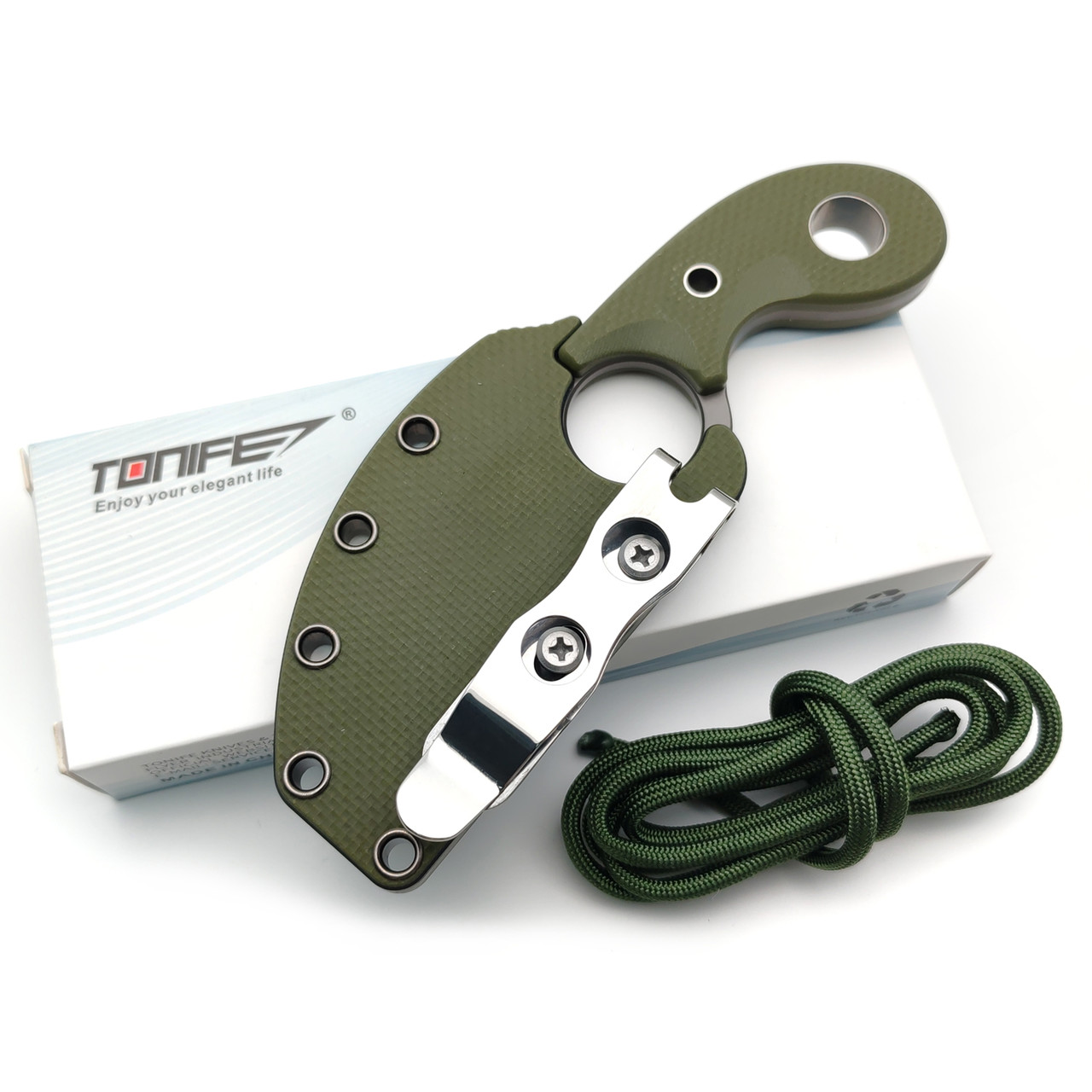 Tonife нож Crescent Green HKT2022GN-GT сталь 8Cr14MoV gray titanium, рукоять G10