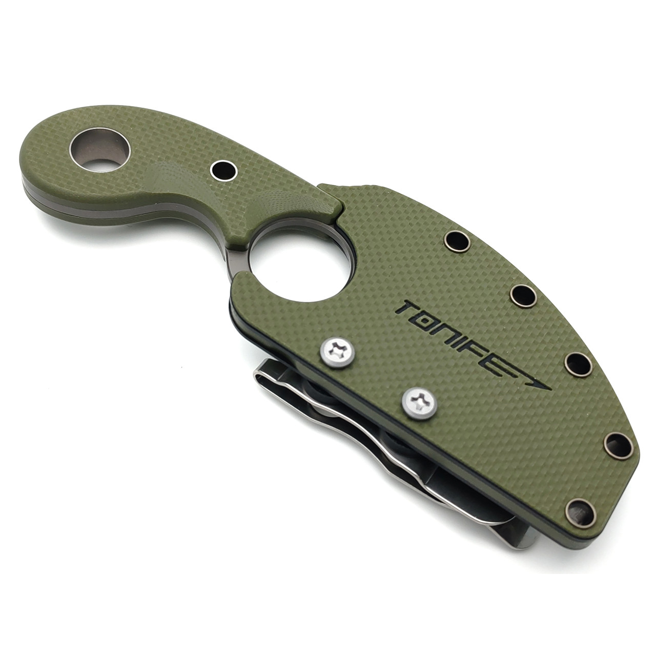 Tonife нож Crescent Green HKT2022GN-GT сталь 8Cr14MoV gray titanium, рукоять G10