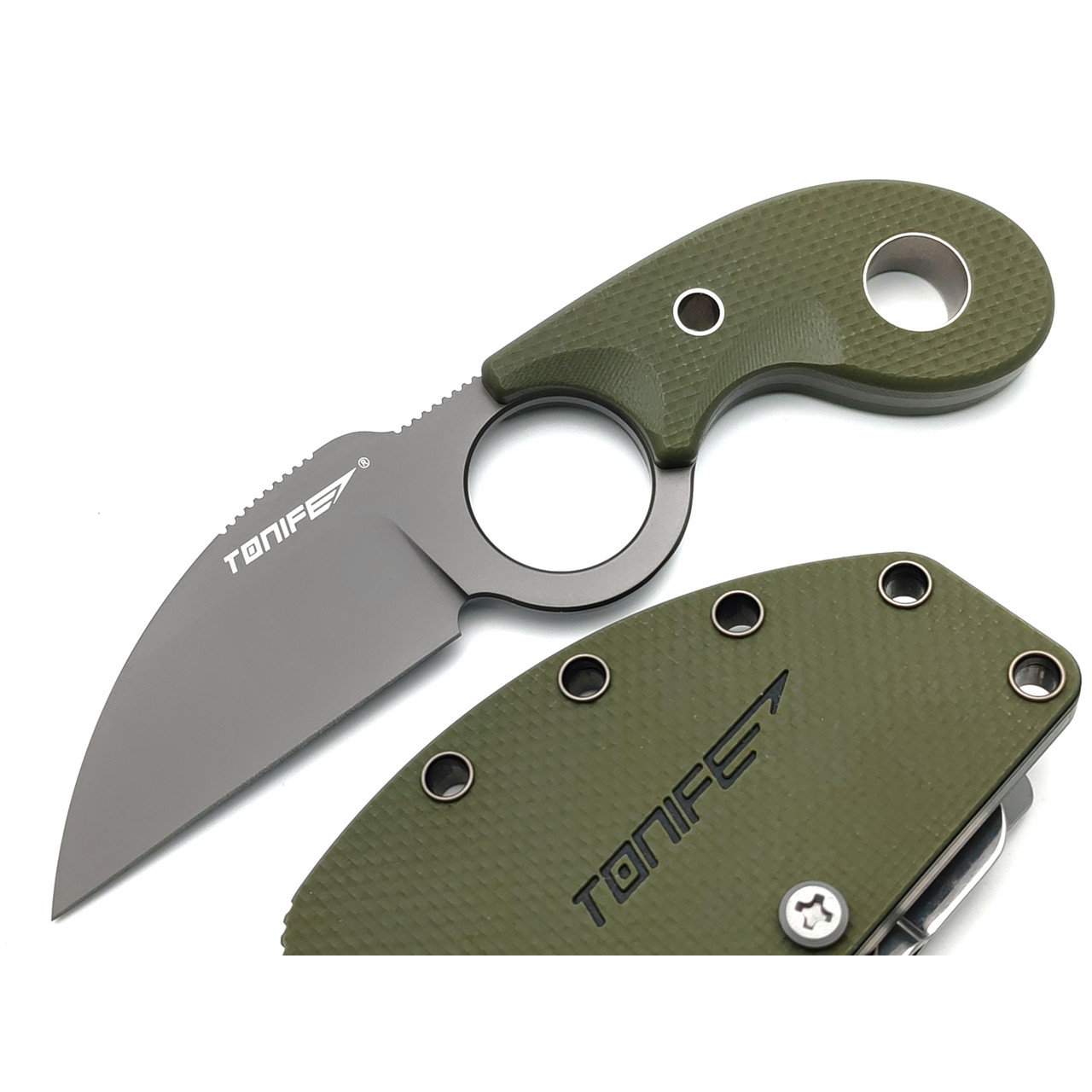 Tonife нож Crescent Green HKT2022GN-GT сталь 8Cr14MoV gray titanium, рукоять G10
