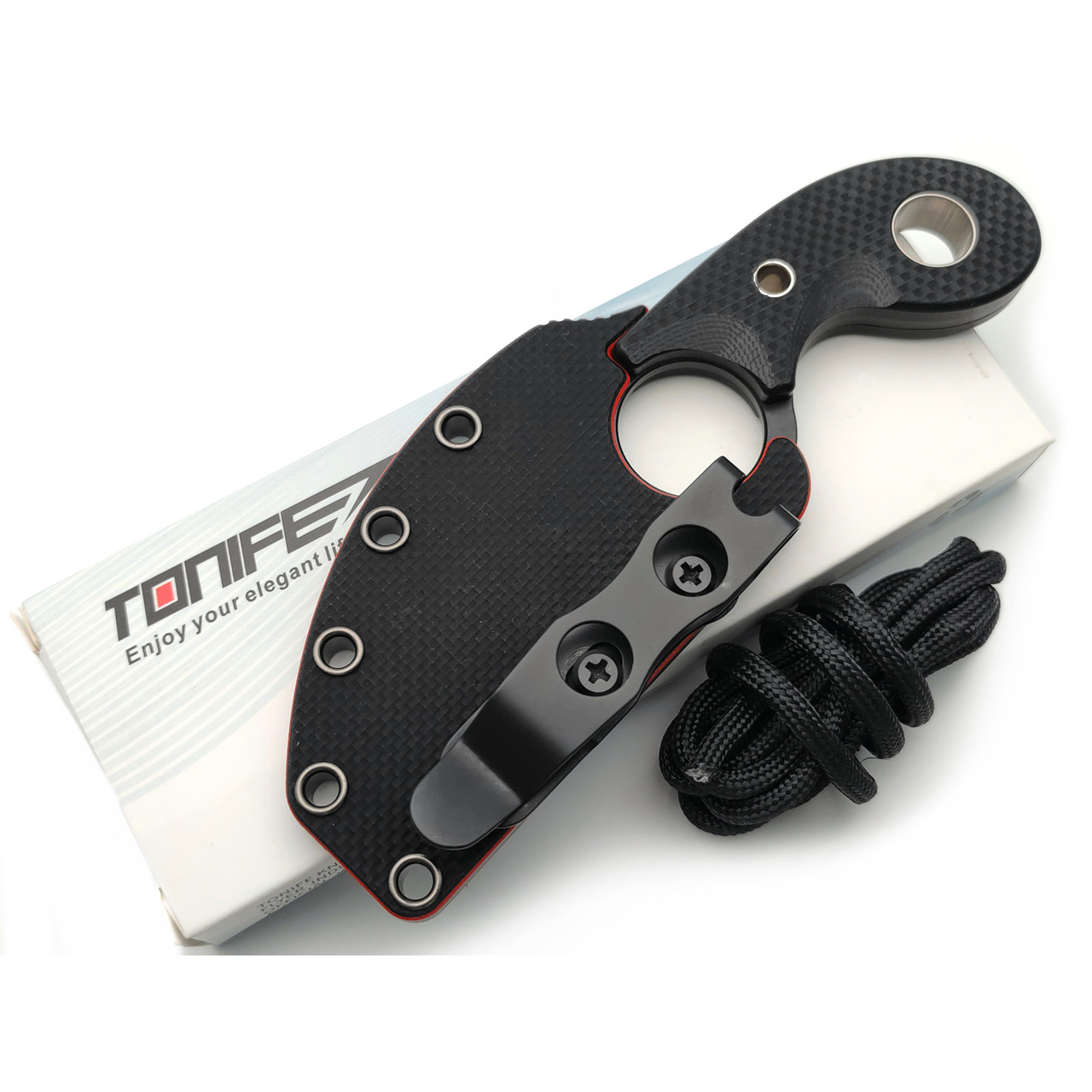 Tonife нож Crescent Black HKT2022BK-S сталь 8Cr14MoV black titanium, рукоять G10