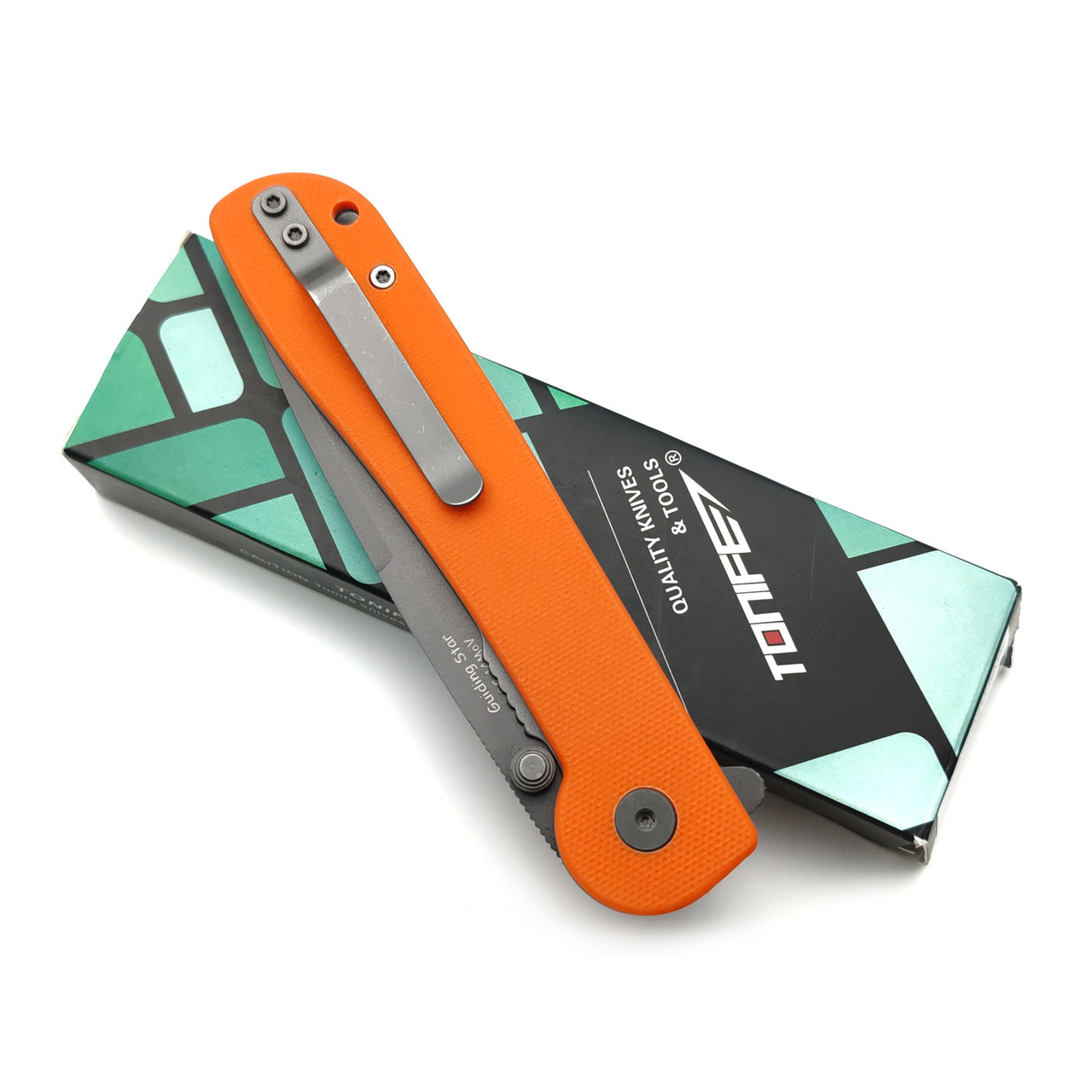 Tonife складной нож Guiding Star CKT9182OG-GT сталь 8Cr14MoV gray titanium, рукоять G10 orange