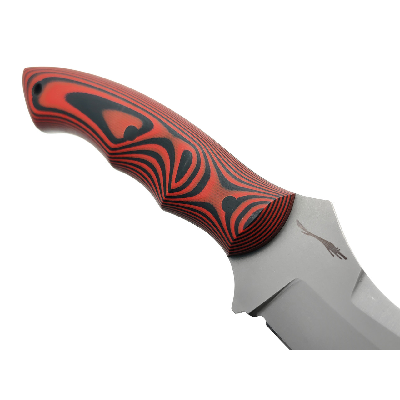 Волчий Век нож Шкуродёр Custom сталь N690 WA стоунвош, рукоять G10 black & red, пины карбон