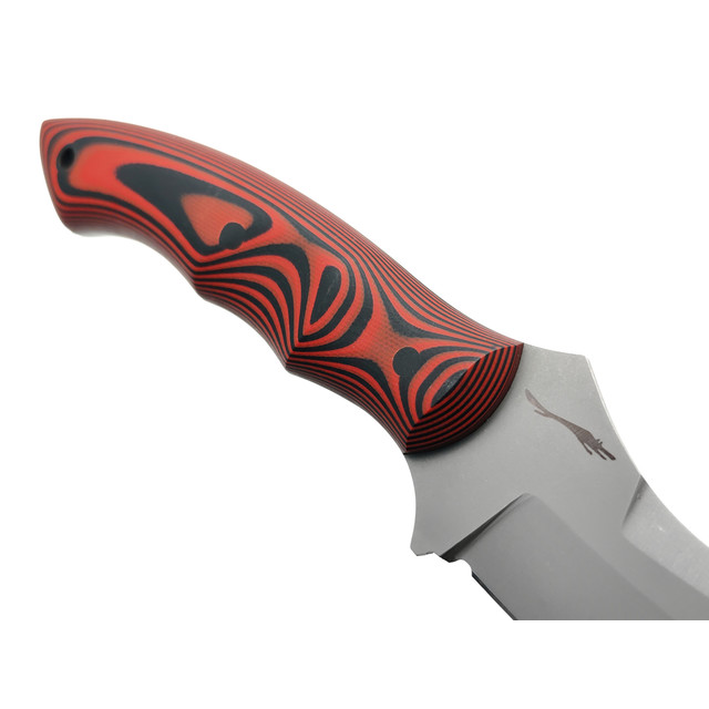 Волчий Век нож Шкуродёр Custom сталь N690 WA стоунвош, рукоять G10 black & red, пины карбон