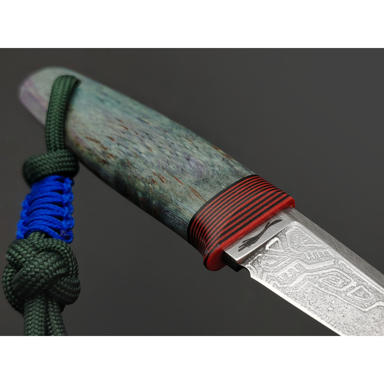 Волчий Век нож Мини Филейник Custom сталь N690 WA худ. травление, рукоять стаб. Карельская берёза, G10