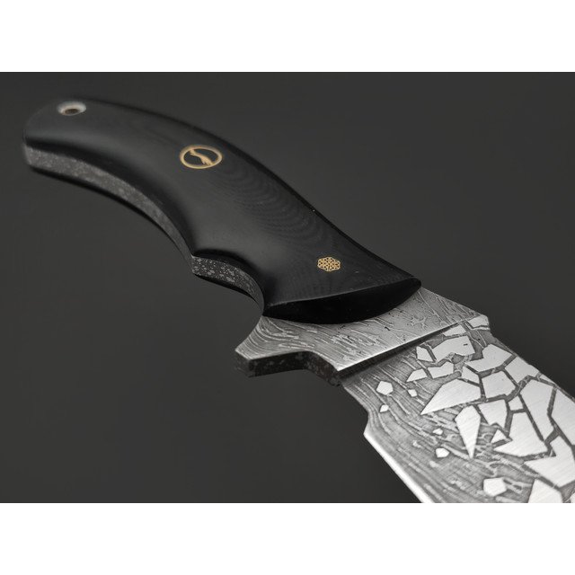 Волчий Век нож Команданте Custom сталь 95Х18 WA худ. травление, рукоять G10 black, латунь, мозаичные пины