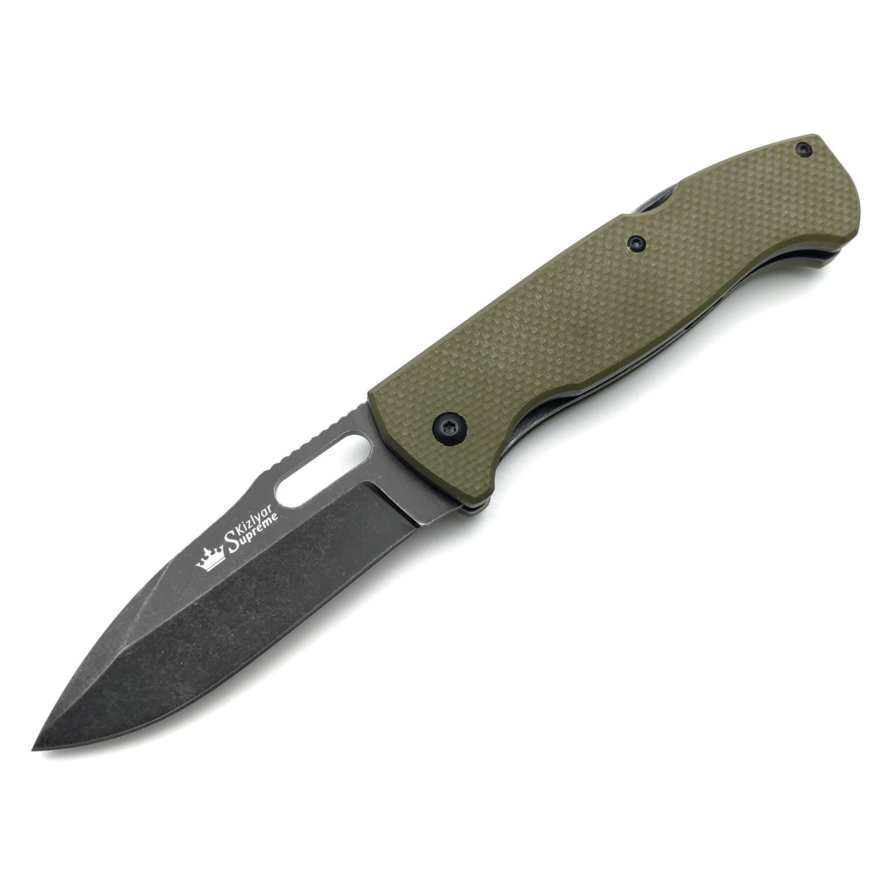 Kizlyar Supreme складной нож Ute сталь 440C блэквош, рукоять G10 green