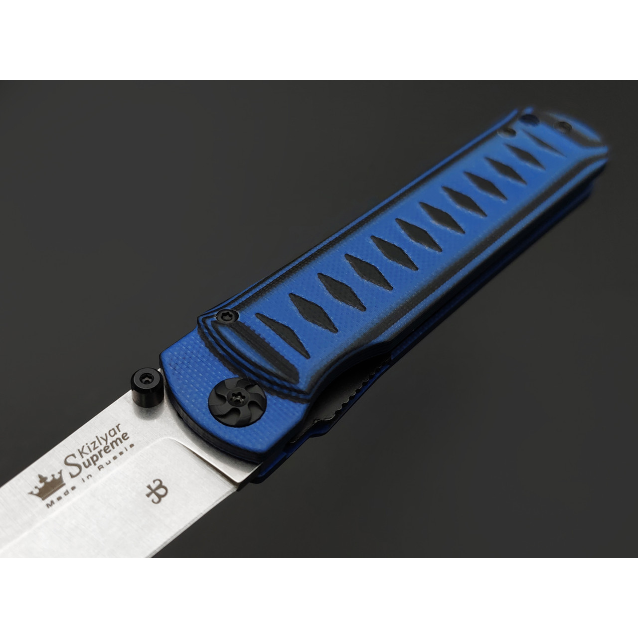 Kizlyar Supreme складной нож Whisper сталь Aus-10Co стоунвош, рукоять G10 black & blue