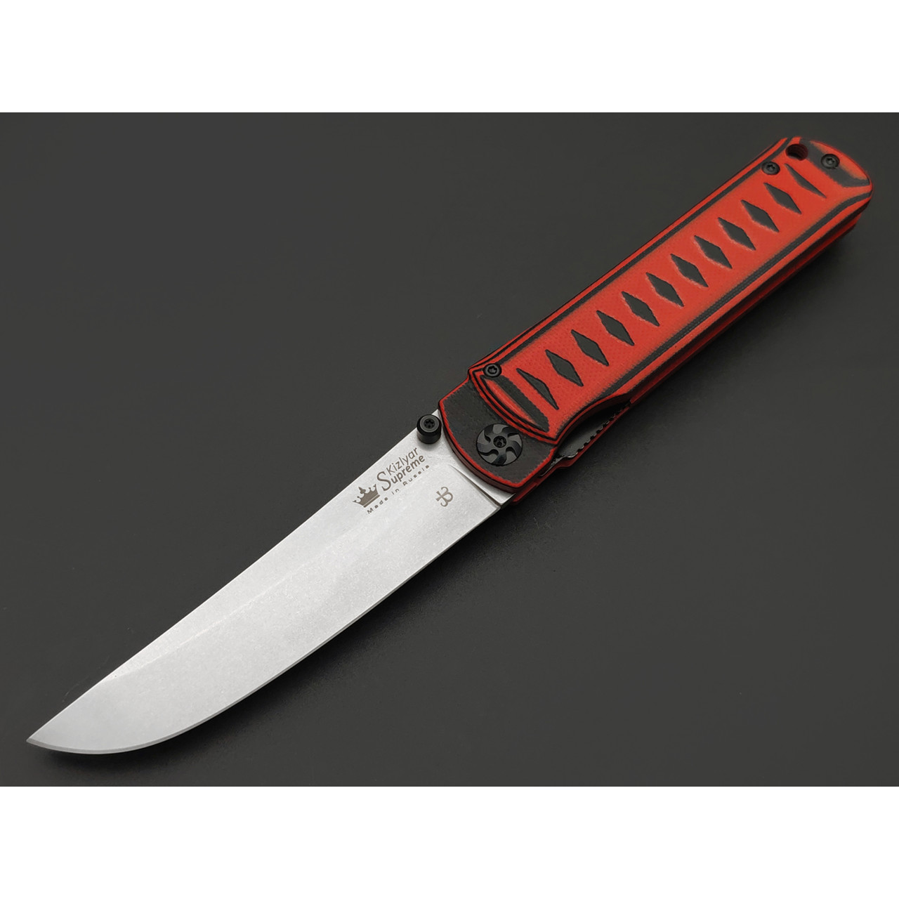 Kizlyar Supreme складной нож Whisper сталь D2 стоунвош, рукоять G10 black & red