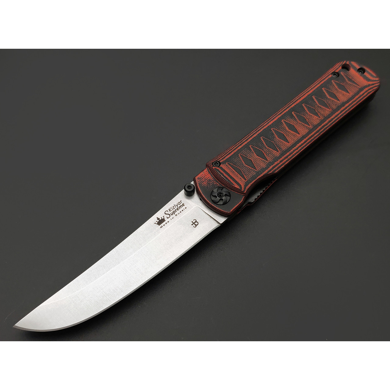 Kizlyar Supreme складной нож Whisper сталь Aus-10Co стоунвош, рукоять G10 black & red