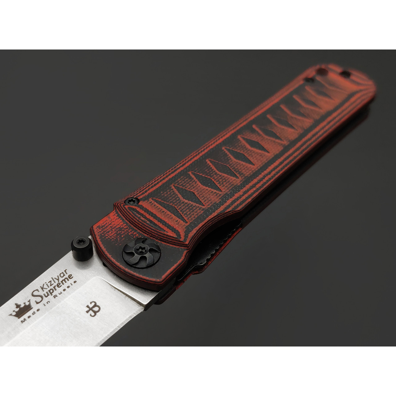 Kizlyar Supreme складной нож Whisper сталь Aus-10Co стоунвош, рукоять G10 black & red