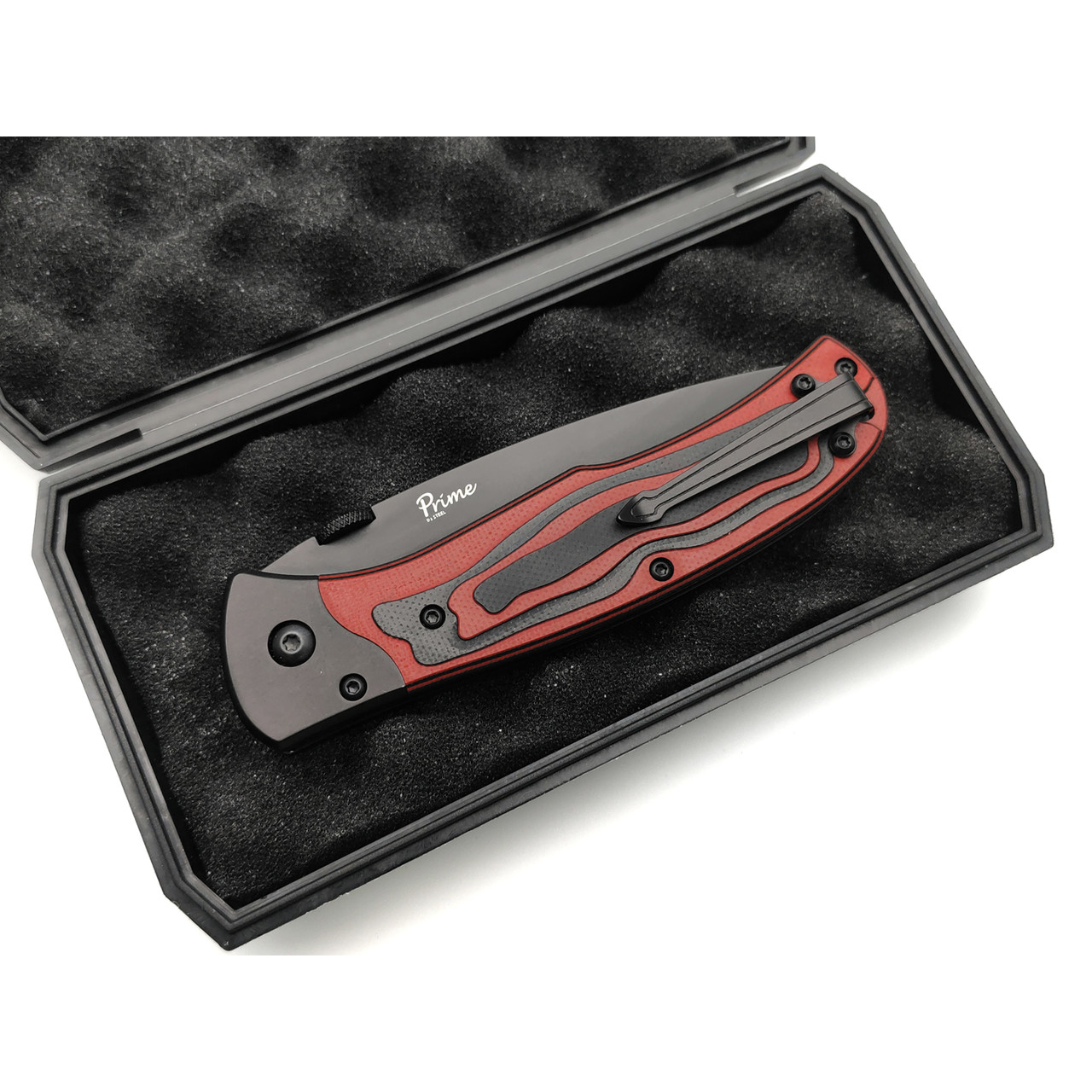 Kizlyar Supreme складной нож Prime сталь D2 black titanium, рукоять G10 black & red