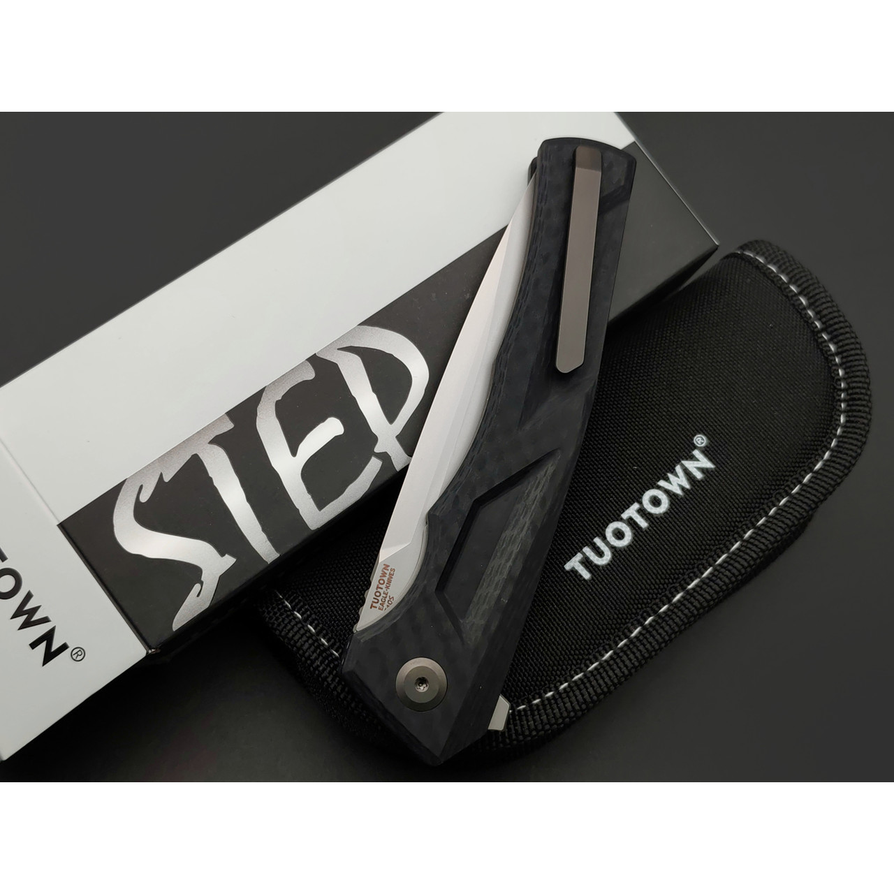 TuoTown и Eagle Knives складной нож Step сталь T10S бид-бласт, рукоять G10-Карбон