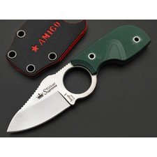 Kizlyar Supreme шейный нож Amigo X сталь D2 satin, рукоять G10 green, ножны G10