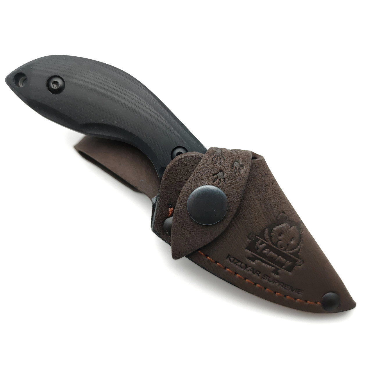 Kizlyar Supreme туристический нож Hammy сталь D2 TacWash, рукоять G10 black, ножны Кожа
