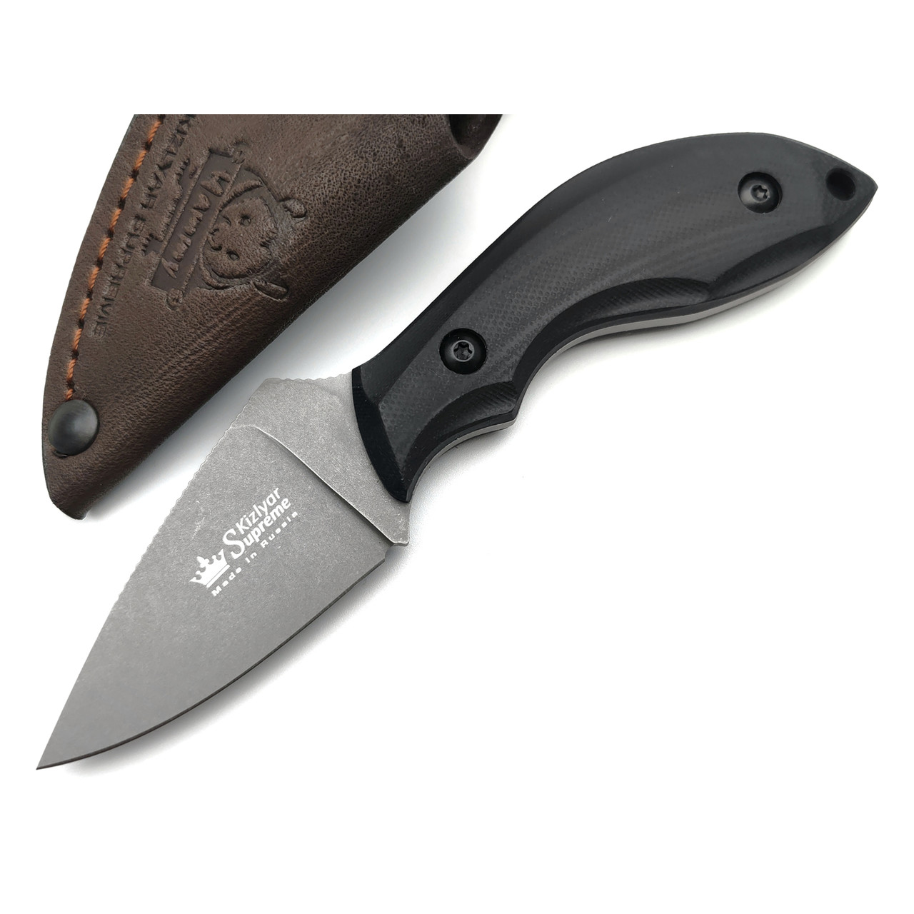 Kizlyar Supreme туристический нож Hammy сталь D2 TacWash, рукоять G10 black, ножны Кожа