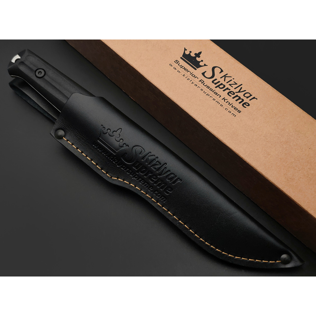 Kizlyar Supreme туристический нож Delta Lite сталь 420HC стоунвош, рукоять Kraton black, ножны Кожа