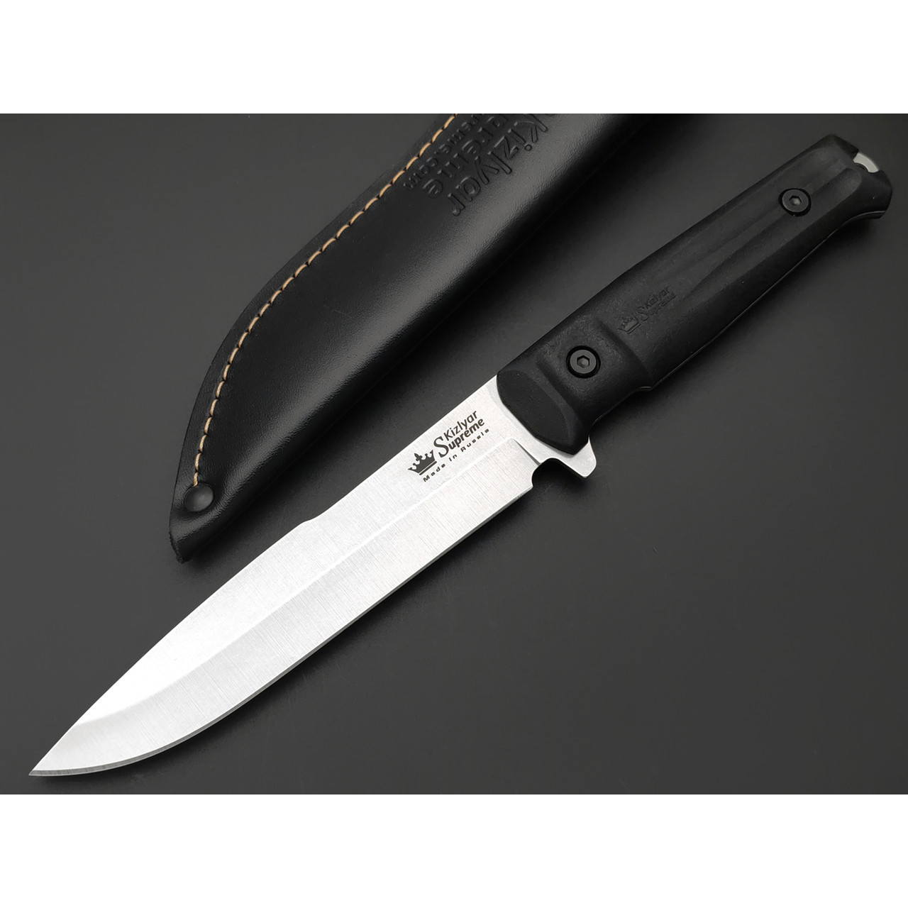 Kizlyar Supreme туристический нож Delta Lite сталь 420HC стоунвош, рукоять Kraton black, ножны Кожа