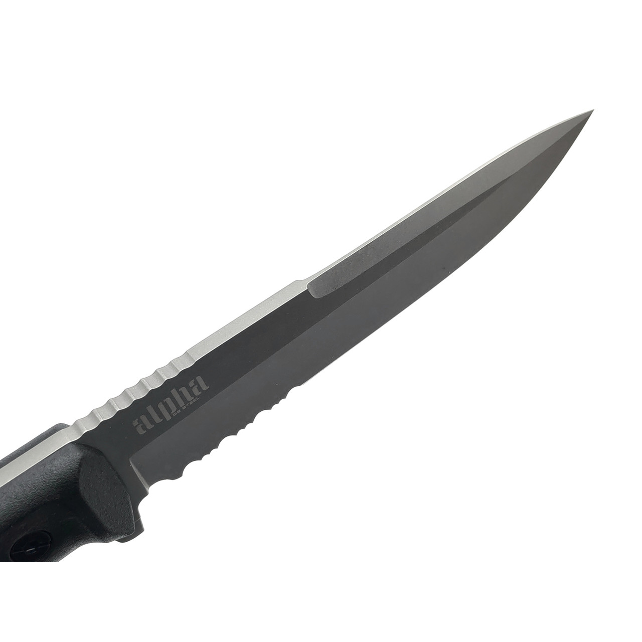 Kizlyar Supreme тактический нож Alpha Serrated сталь D2 TacWash, рукоять Kraton black, ножны Molle black