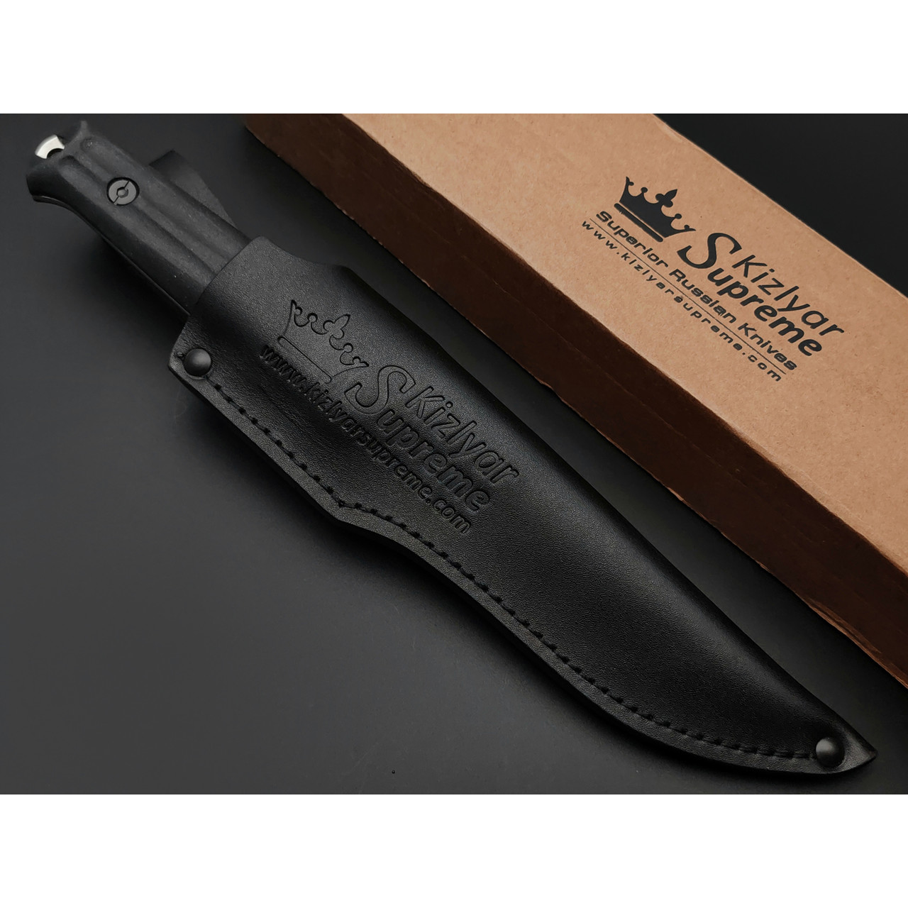 Kizlyar Supreme тактический нож Trident Lite сталь 420HC стоунвош, рукоять Kraton black, ножны Кожа