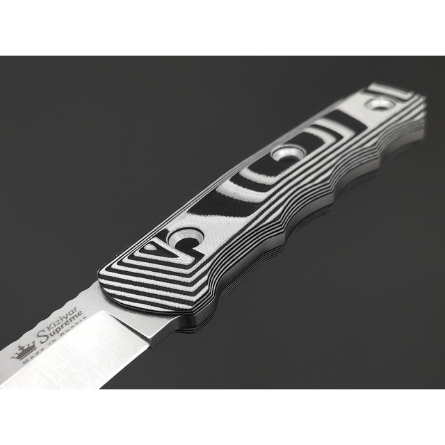 Kizlyar Supreme туристический нож Enzo сталь Aus-8 стоунвош, рукоять G10 black & white, ножны Kydex