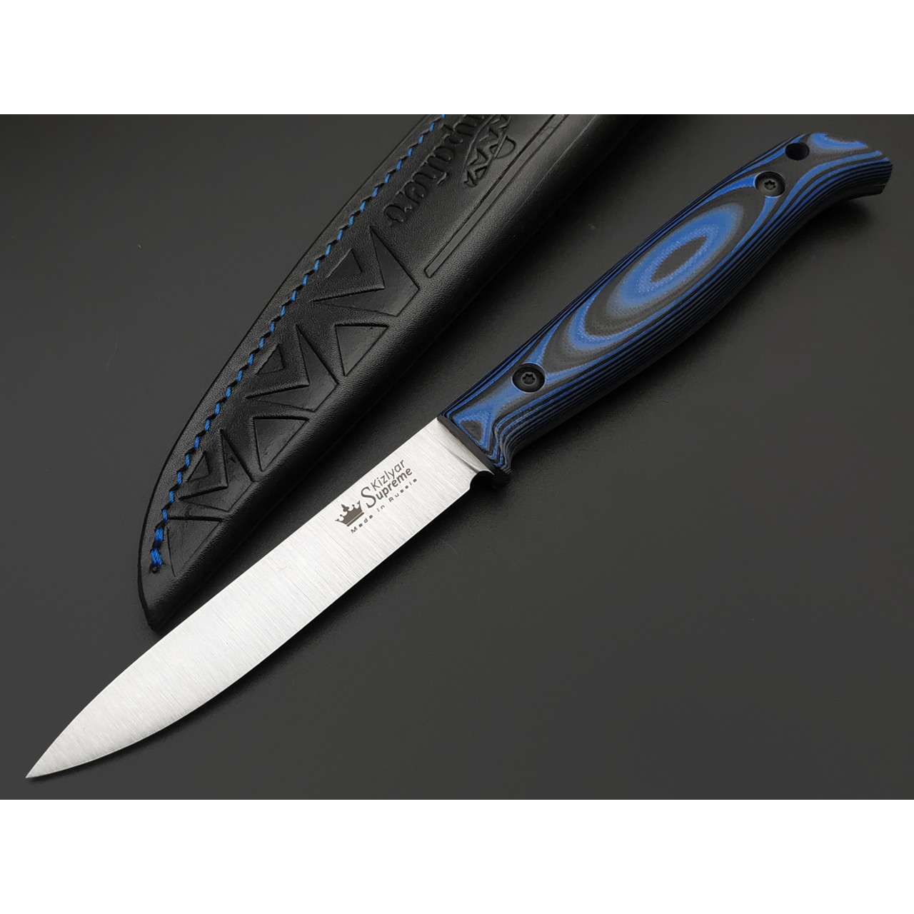 Kizlyar Supreme туристический нож Companero сталь VG-10 satin, рукоять G10 black & blue