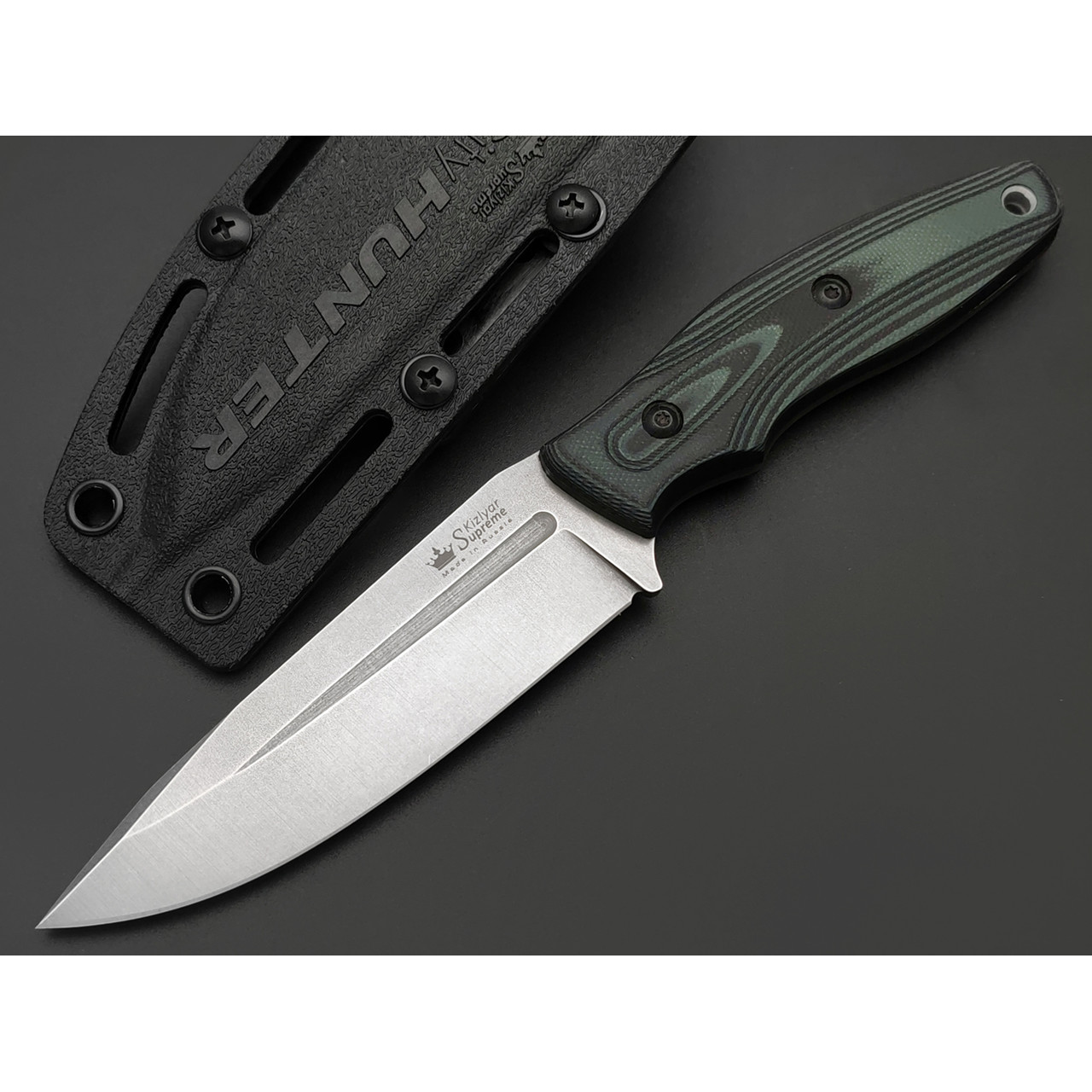 Kizlyar Supreme туристический нож CityHunter сталь ELMAX стоунвош, рукоять G10 black & green